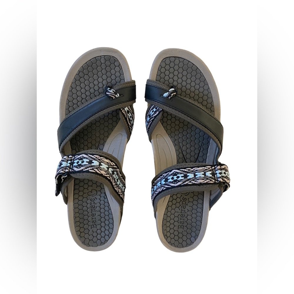 BareTraps blue/gray slip on sandals. women 9.5